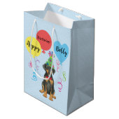 Birthday Party Balloons Doberman Medium Gift Bag Medium Cadeauzakje (Voorkant Gekanteld)