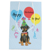 Birthday Party Balloons Doberman Medium Gift Bag Medium Cadeauzakje (Achterkant)