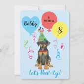 Birthday Party Balloons Doberman Uitnodiging (Voorkant)