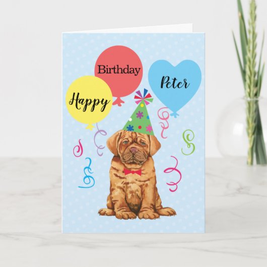 Birthday Party Balloons Dogue de Bordeaux Kaart (Voorkant)
