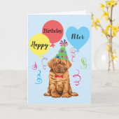Birthday Party Balloons Dogue de Bordeaux Kaart (Gele Bloem)
