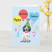 Birthday Party Balloons English Cocker Spaniel Kaart (Gele Bloem)