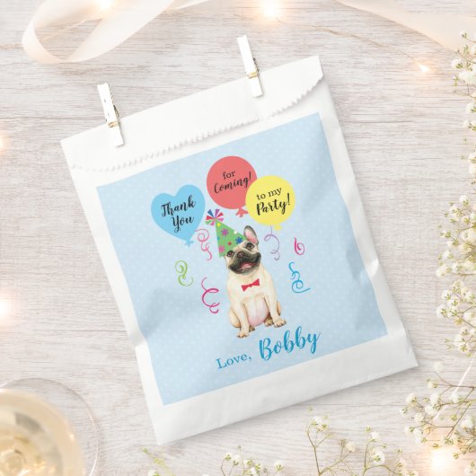 Birthday Party Balloons French Bulldog Favor Bag Bedankzakje (Geknipt)