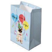 Birthday Party Balloons French Bulldog Medium Cadeauzakje (Achterkant Gekanteld)