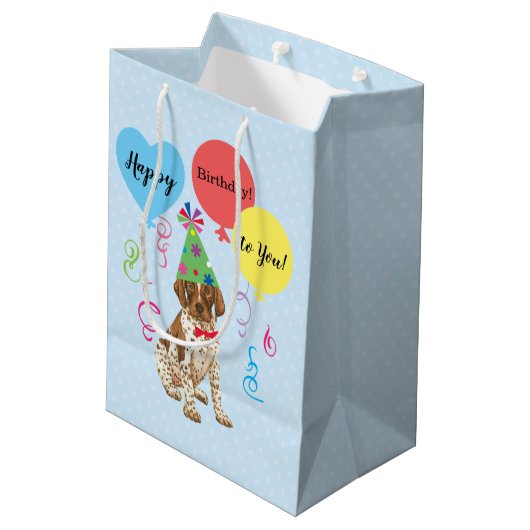 Birthday Party Balloons German Shorthaired Pointer Medium Cadeauzakje (Achterkant Gekanteld)