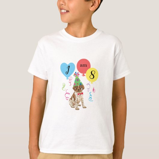 Birthday Party Balloons German Shorthaired Pointer T-shirt (Voorkant)