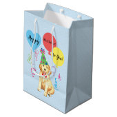 Birthday Party Balloons Golden Retriever Medium Cadeauzakje (Achterkant Gekanteld)