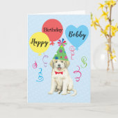 Birthday Party Balloons Great Pyreneeën Kaart (Gele Bloem)