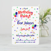 Birthday Party Balloons Invitation Kaart (Staand voorkant)