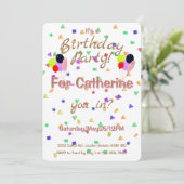 Birthday Party Balloons Invitation Kaart (Staand voorkant)