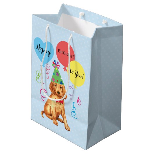 Birthday Party Balloons Irish Setter Medium Cadeauzakje (Achterkant Gekanteld)