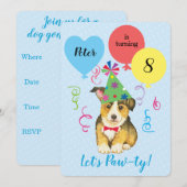Birthday Party Balloons Pembroke Welsh Corgi Kaart (Voorkant / Achterkant)
