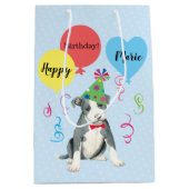 Birthday Party Balloons Pit Bull Terrier Medium Cadeauzakje (Voorkant)