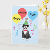 Birthday Party Balloons Portugese waterhond Kaart (Gele Bloem)