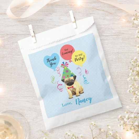 Birthday Party Balloons Pug Favor Bag Bedankzakje (Geknipt)
