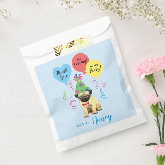 Birthday Party Balloons Pug Favor Bag Bedankzakje (Gezegeld)