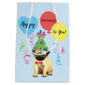 Birthday Party Balloons Pug Medium Gift Bag Cadeauzakje (Achterkant)