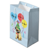 Birthday Party Balloons Pug Medium Gift Bag Medium Cadeauzakje (Achterkant Gekanteld)