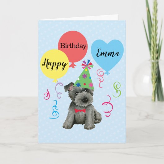 Birthday Party Balloons Scottish Terrier Kaart (Voorkant)