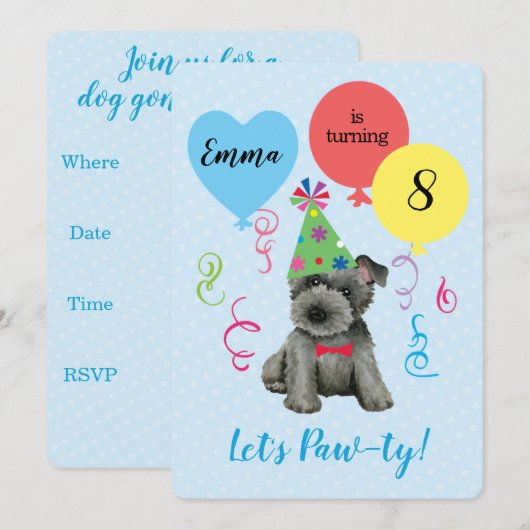 Birthday Party Balloons Scottish Terrier Kaart (Voorkant / Achterkant)