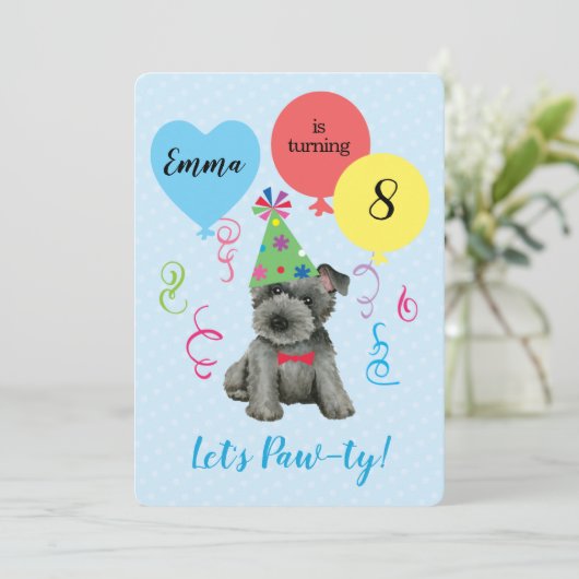 Birthday Party Balloons Scottish Terrier Kaart (Staand voorkant)