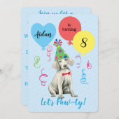 Birthday Party Balloons Weimaraner Kaart (Voorkant / Achterkant)