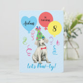Birthday Party Balloons Weimaraner Kaart (Staand voorkant)