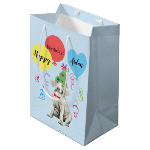 Birthday Party Balloons Weimaraner Medium Gift Bag Cadeauzakje