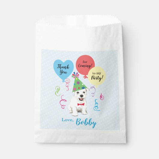 Birthday Party Balloons Westie Favor Bag Bedankzakje (Voorkant)
