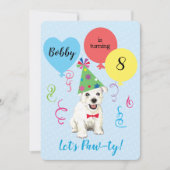 Birthday Party Balloons Westie Invitation Kaart (Voorkant)