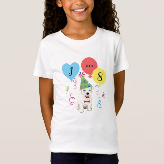 Birthday Party Balloons Westie T-Shirt (Voorkant)