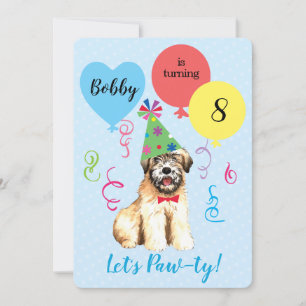 Birthday Party Balloons Wheaten Terrier Invitation Kaart