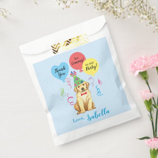 Birthday Party Balloons Yellow Lab Bedankzakje (Gezegeld)