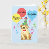 Birthday Party Balloons Yellow Lab Kaart (Gele Bloem)