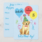 Birthday Party Balloons Yellow Lab Kaart (Voorkant / Achterkant)