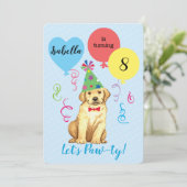 Birthday Party Balloons Yellow Lab Kaart (Staand voorkant)