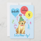 Birthday Party Balloons Yellow Lab Kaart (Voorkant)