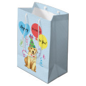 Birthday Party Balloons Yellow Lab Medium Cadeauzakje (Achterkant Gekanteld)