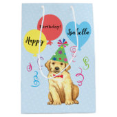 Birthday Party Balloons Yellow Lab Medium Cadeauzakje (Voorkant)