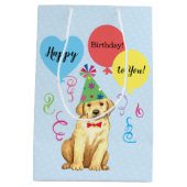 Birthday Party Balloons Yellow Lab Medium Cadeauzakje (Achterkant)