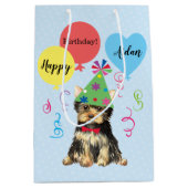 Birthday Party Balloons Yorkie Medium Cadeauzakje (Voorkant)