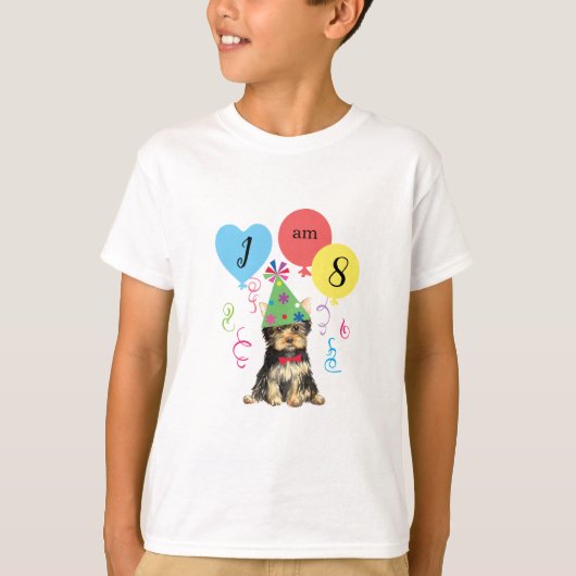 Birthday Party Balloons Yorkie T-shirt (Voorkant)
