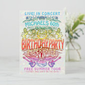 Birthday Party Band Concert Ticket Neon Retro 70's Kaart (Staand voorkant)