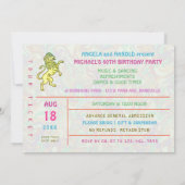 Birthday Party Band Concert Ticket Neon Retro 70's Kaart (Achterkant)