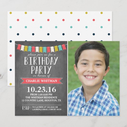 Birthday Party Banners | Geboortedag Kaart (Voorkant / Achterkant)