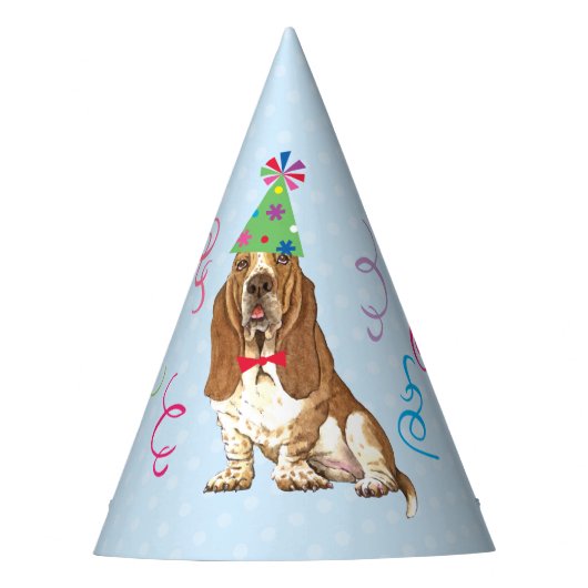 Birthday Party Basset Hond Feesthoedjes (Voorkant)