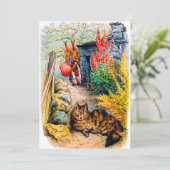 Birthday Party Beatrix Potter Bunnies die kat beki Kaart (Staand voorkant)