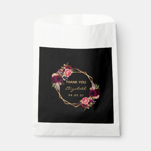 Birthday party Bedankt dat je bloemen zwart hebt b Bedankzakje (Voorkant)