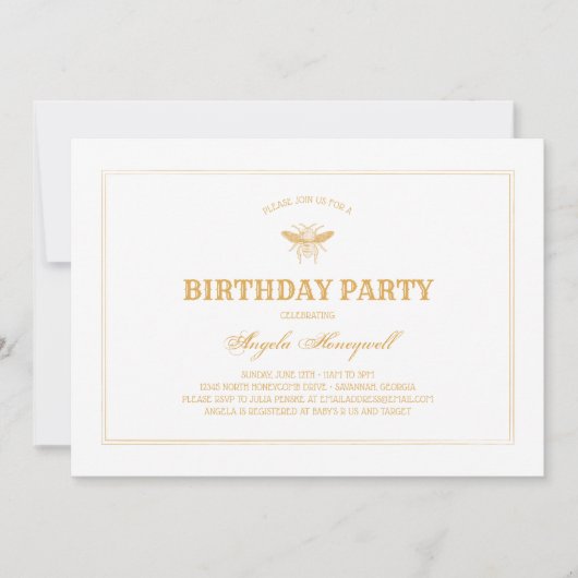 Birthday Party Bee and Honeycomb Kaart (Voorkant)