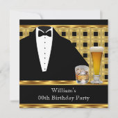 Birthday Party Beer Scotch Tuxedo Gold Black 2 Kaart (Voorkant)